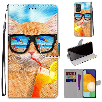 Coloured Drawing Cross Texture Horizontal Flip Leather Phone Case with Holder & Card Slots & Wallet & Lanyard, For Samsung Galaxy A53 5G