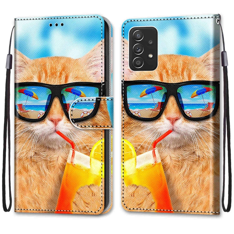 Coloured Drawing Cross Texture Horizontal Flip Leather Phone Case with Holder & Card Slots & Wallet & Lanyard, For Samsung Galaxy A53 5G