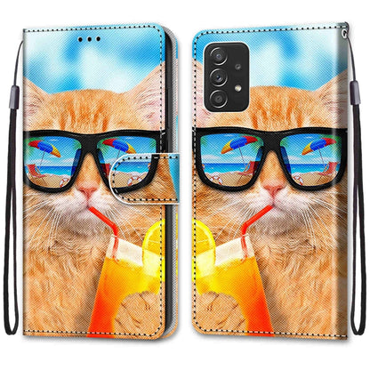 Coloured Drawing Cross Texture Horizontal Flip Leather Phone Case with Holder & Card Slots & Wallet & Lanyard, For Samsung Galaxy A53 5G
