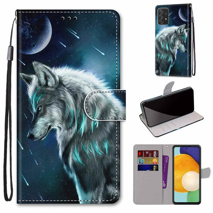 Coloured Drawing Cross Texture Horizontal Flip Leather Phone Case with Holder & Card Slots & Wallet & Lanyard, For Samsung Galaxy A53 5G