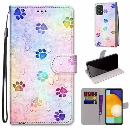 Coloured Drawing Cross Texture Horizontal Flip Leather Phone Case with Holder & Card Slots & Wallet & Lanyard, For Samsung Galaxy A53 5G