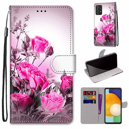 Coloured Drawing Cross Texture Horizontal Flip Leather Phone Case with Holder & Card Slots & Wallet & Lanyard, For Samsung Galaxy A53 5G