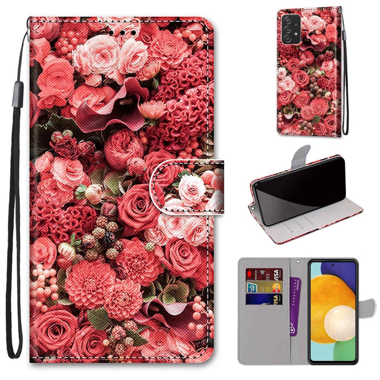 Coloured Drawing Cross Texture Horizontal Flip Leather Phone Case with Holder & Card Slots & Wallet & Lanyard, For Samsung Galaxy A53 5G