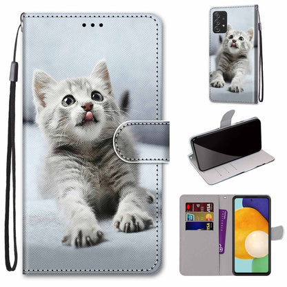 Coloured Drawing Cross Texture Horizontal Flip Leather Phone Case with Holder & Card Slots & Wallet & Lanyard, For Samsung Galaxy A53 5G