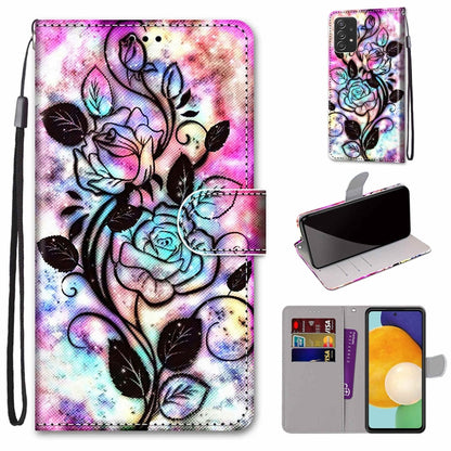 Coloured Drawing Cross Texture Horizontal Flip Leather Phone Case with Holder & Card Slots & Wallet & Lanyard, For Samsung Galaxy A53 5G