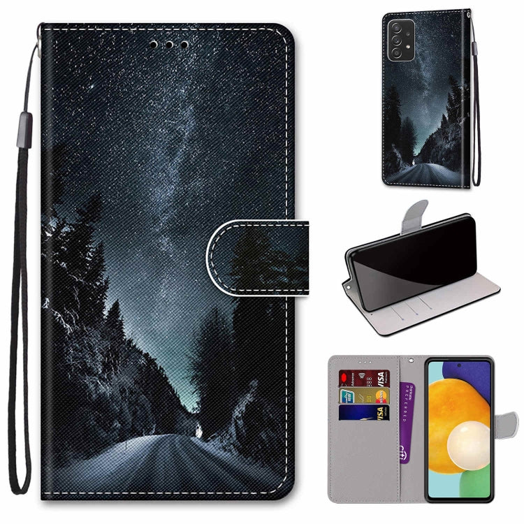 Coloured Drawing Cross Texture Horizontal Flip Leather Phone Case with Holder & Card Slots & Wallet & Lanyard, For Samsung Galaxy A53 5G