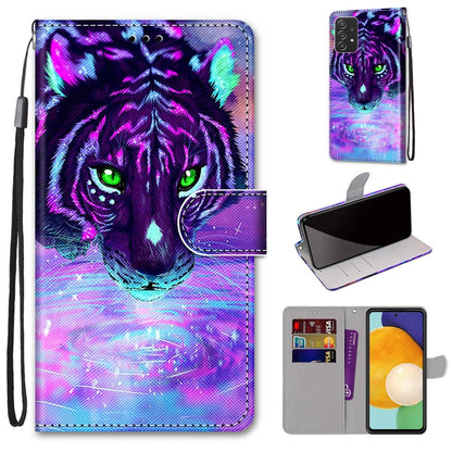 Coloured Drawing Cross Texture Horizontal Flip Leather Phone Case with Holder & Card Slots & Wallet & Lanyard, For Samsung Galaxy A53 5G