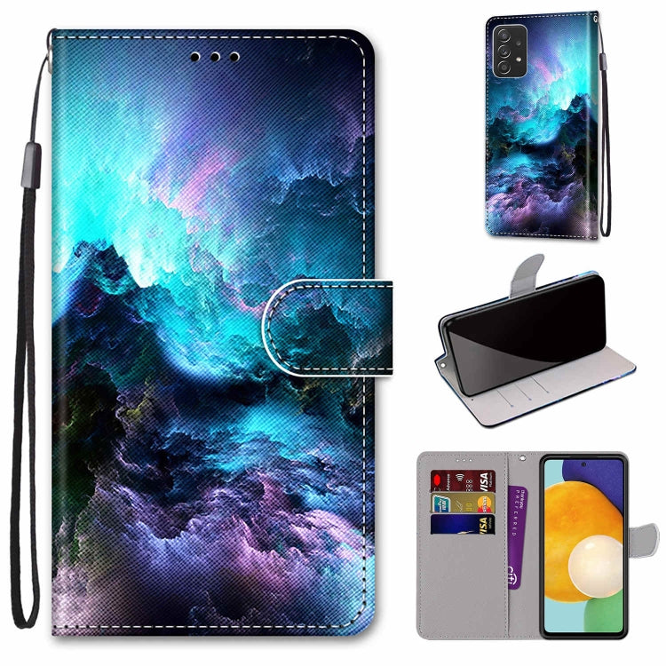 Coloured Drawing Cross Texture Horizontal Flip Leather Phone Case with Holder & Card Slots & Wallet & Lanyard, For Samsung Galaxy A53 5G