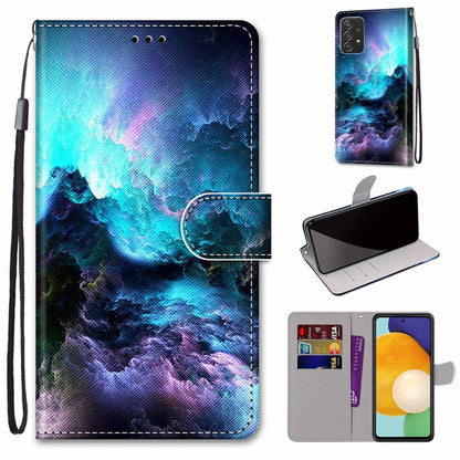Coloured Drawing Cross Texture Horizontal Flip Leather Phone Case with Holder & Card Slots & Wallet & Lanyard, For Samsung Galaxy A53 5G