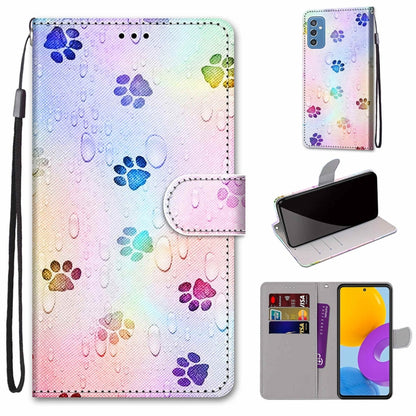 Coloured Drawing Cross Texture Horizontal Flip Leather Phone Case with Holder & Card Slots & Wallet & Lanyard, For Samsung Galaxy M52 5G