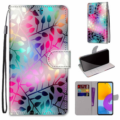 Coloured Drawing Cross Texture Horizontal Flip Leather Phone Case with Holder & Card Slots & Wallet & Lanyard, For Samsung Galaxy M52 5G