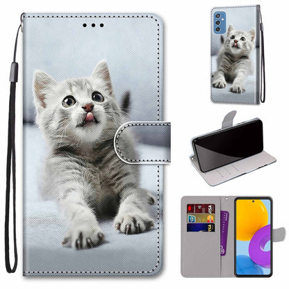 Coloured Drawing Cross Texture Horizontal Flip Leather Phone Case with Holder & Card Slots & Wallet & Lanyard, For Samsung Galaxy M52 5G