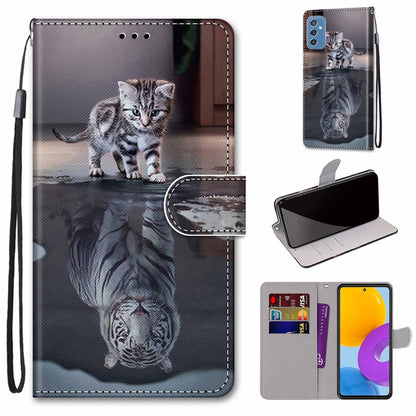 Coloured Drawing Cross Texture Horizontal Flip Leather Phone Case with Holder & Card Slots & Wallet & Lanyard, For Samsung Galaxy M52 5G