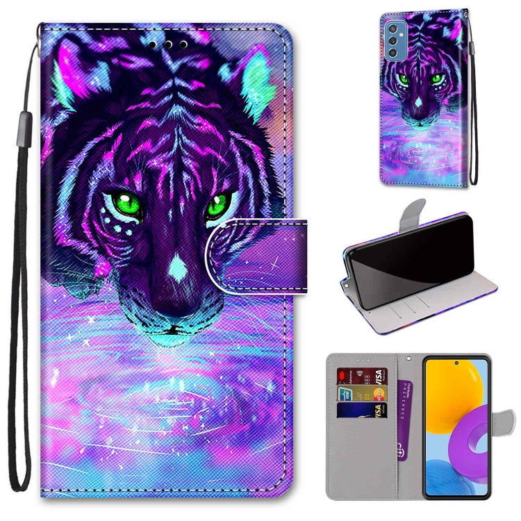 Coloured Drawing Cross Texture Horizontal Flip Leather Phone Case with Holder & Card Slots & Wallet & Lanyard, For Samsung Galaxy M52 5G