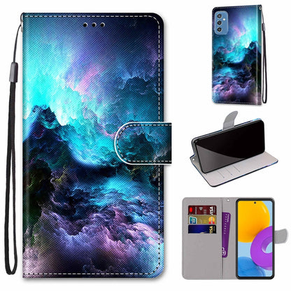 Coloured Drawing Cross Texture Horizontal Flip Leather Phone Case with Holder & Card Slots & Wallet & Lanyard, For Samsung Galaxy M52 5G