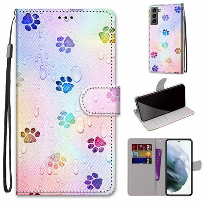 Coloured Drawing Cross Texture Horizontal Flip Leather Phone Case with Holder & Card Slots & Wallet & Lanyard, For Samsung Galaxy S22 5G