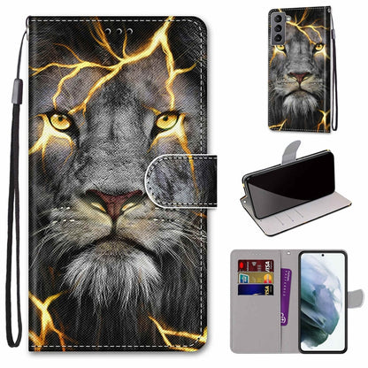 Coloured Drawing Cross Texture Horizontal Flip Leather Phone Case with Holder & Card Slots & Wallet & Lanyard, For Samsung Galaxy S22 5G