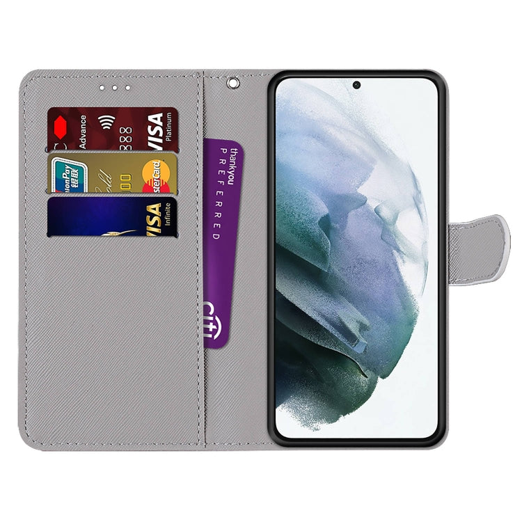 Coloured Drawing Cross Texture Horizontal Flip Leather Phone Case with Holder & Card Slots & Wallet & Lanyard, For Samsung Galaxy S22+ 5G