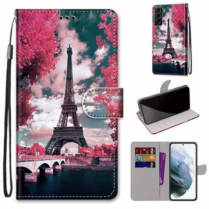 Coloured Drawing Cross Texture Horizontal Flip Leather Phone Case with Holder & Card Slots & Wallet & Lanyard, For Samsung Galaxy S22+ 5G
