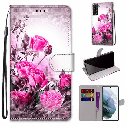 Coloured Drawing Cross Texture Horizontal Flip Leather Phone Case with Holder & Card Slots & Wallet & Lanyard, For Samsung Galaxy S22+ 5G