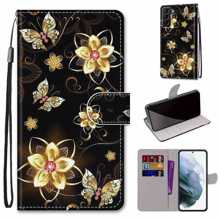 Coloured Drawing Cross Texture Horizontal Flip Leather Phone Case with Holder & Card Slots & Wallet & Lanyard, For Samsung Galaxy S22+ 5G