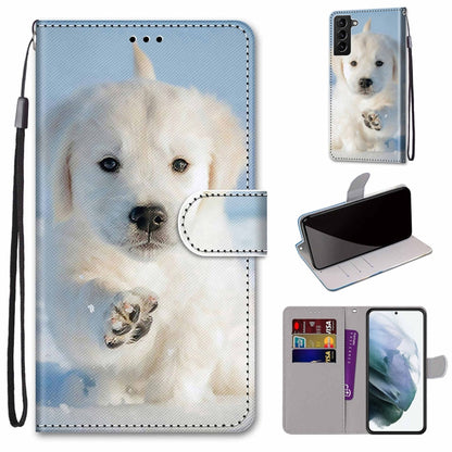 Coloured Drawing Cross Texture Horizontal Flip Leather Phone Case with Holder & Card Slots & Wallet & Lanyard, For Samsung Galaxy S22+ 5G