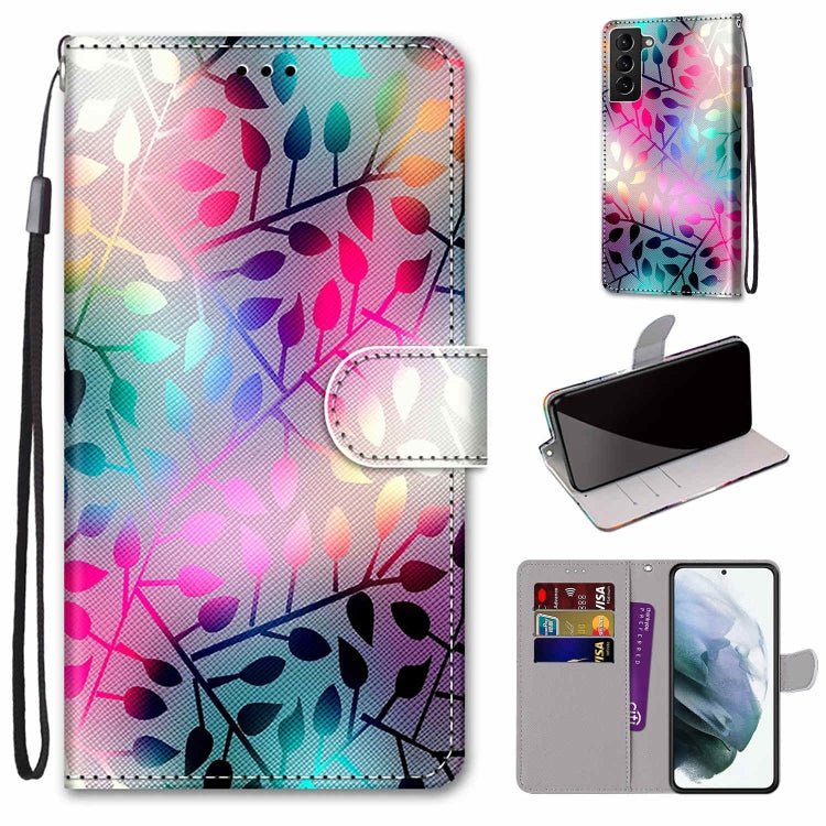 Coloured Drawing Cross Texture Horizontal Flip Leather Phone Case with Holder & Card Slots & Wallet & Lanyard, For Samsung Galaxy S22+ 5G