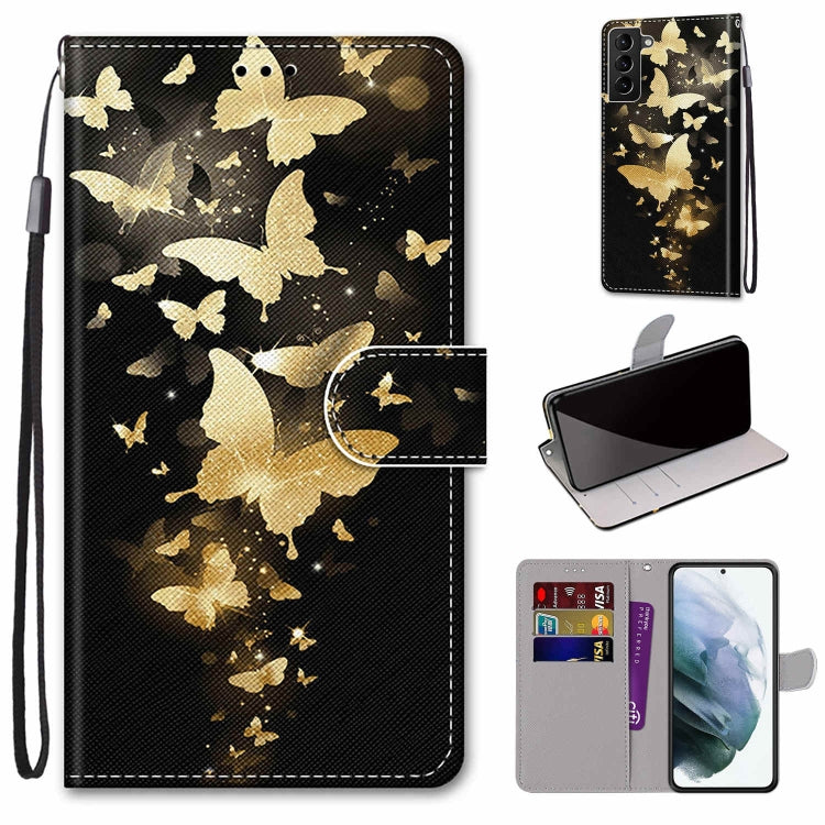 Coloured Drawing Cross Texture Horizontal Flip Leather Phone Case with Holder & Card Slots & Wallet & Lanyard, For Samsung Galaxy S22+ 5G