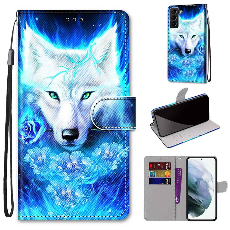 Coloured Drawing Cross Texture Horizontal Flip Leather Phone Case with Holder & Card Slots & Wallet & Lanyard, For Samsung Galaxy S22+ 5G