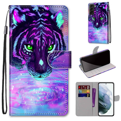 Coloured Drawing Cross Texture Horizontal Flip Leather Phone Case with Holder & Card Slots & Wallet & Lanyard, For Samsung Galaxy S22+ 5G