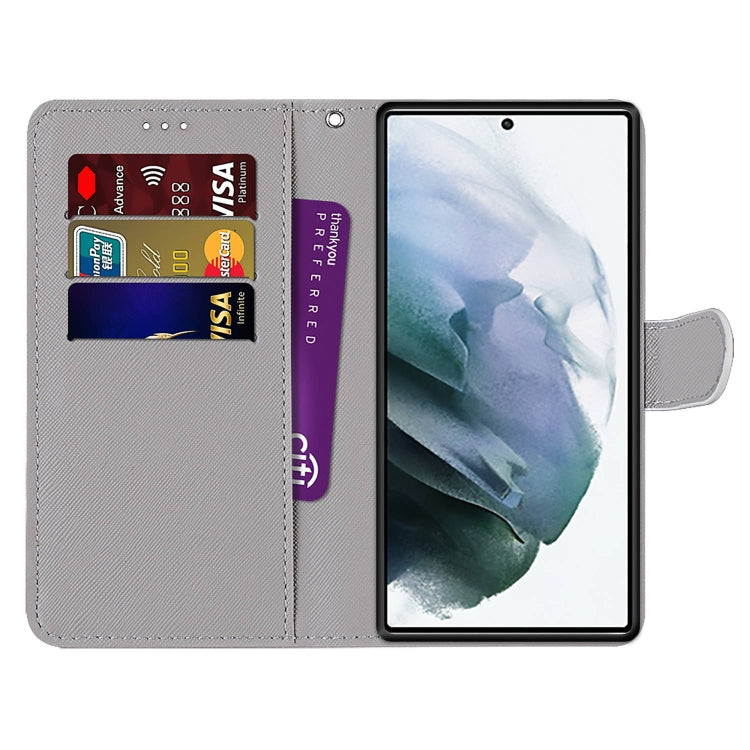 Coloured Drawing Cross Texture Horizontal Flip Leather Phone Case with Holder & Card Slots & Wallet & Lanyard, For Samsung Galaxy S22 Ultra 5G