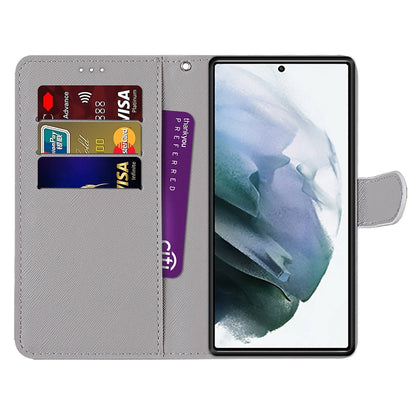 Coloured Drawing Cross Texture Horizontal Flip Leather Phone Case with Holder & Card Slots & Wallet & Lanyard, For Samsung Galaxy S22 Ultra 5G