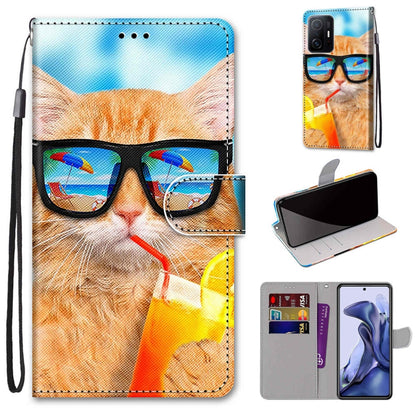 Coloured Drawing Cross Texture Horizontal Flip Leather Phone Case with Holder & Card Slots & Wallet & Lanyard, For Xiaomi 11T / 11T Pro