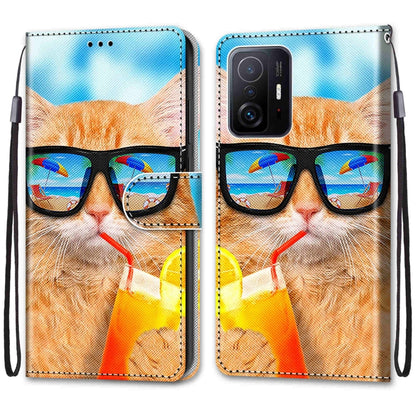Coloured Drawing Cross Texture Horizontal Flip Leather Phone Case with Holder & Card Slots & Wallet & Lanyard, For Xiaomi 11T / 11T Pro