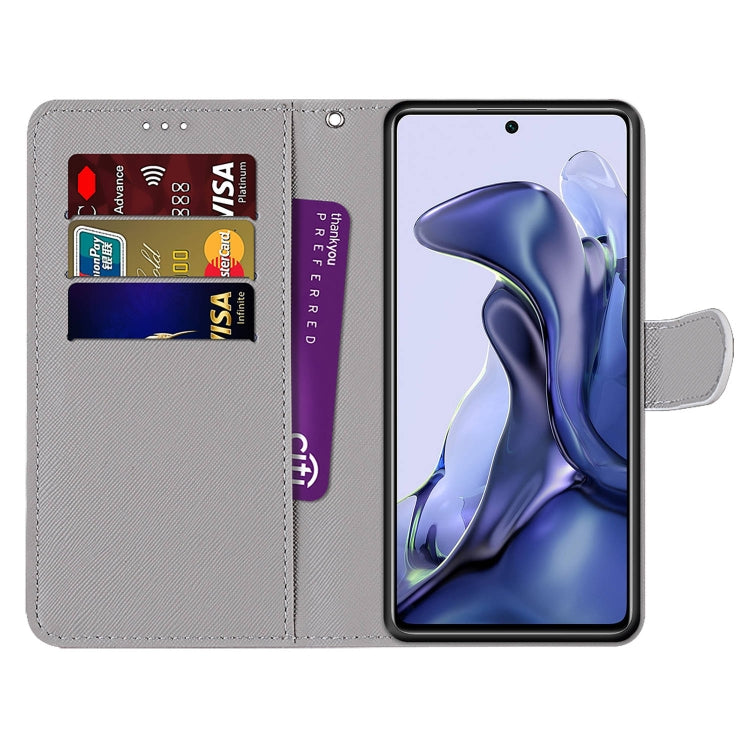 Coloured Drawing Cross Texture Horizontal Flip Leather Phone Case with Holder & Card Slots & Wallet & Lanyard, For Xiaomi 11T / 11T Pro