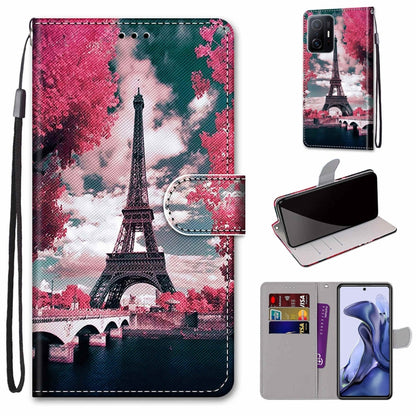 Coloured Drawing Cross Texture Horizontal Flip Leather Phone Case with Holder & Card Slots & Wallet & Lanyard, For Xiaomi 11T / 11T Pro