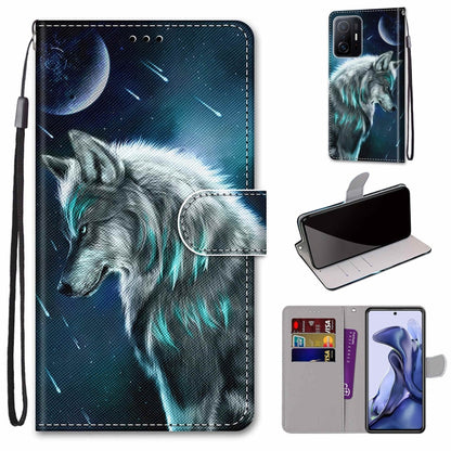 Coloured Drawing Cross Texture Horizontal Flip Leather Phone Case with Holder & Card Slots & Wallet & Lanyard, For Xiaomi 11T / 11T Pro