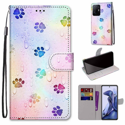 Coloured Drawing Cross Texture Horizontal Flip Leather Phone Case with Holder & Card Slots & Wallet & Lanyard, For Xiaomi 11T / 11T Pro