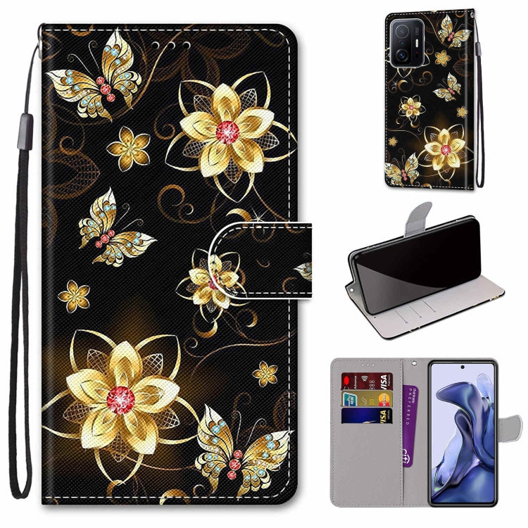 Coloured Drawing Cross Texture Horizontal Flip Leather Phone Case with Holder & Card Slots & Wallet & Lanyard, For Xiaomi 11T / 11T Pro