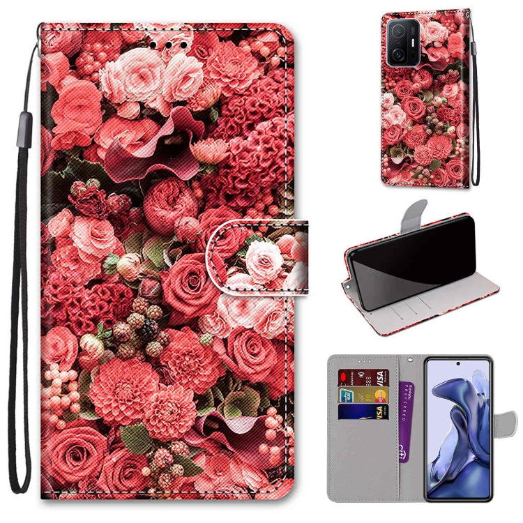 Coloured Drawing Cross Texture Horizontal Flip Leather Phone Case with Holder & Card Slots & Wallet & Lanyard, For Xiaomi 11T / 11T Pro