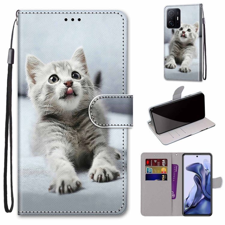 Coloured Drawing Cross Texture Horizontal Flip Leather Phone Case with Holder & Card Slots & Wallet & Lanyard, For Xiaomi 11T / 11T Pro