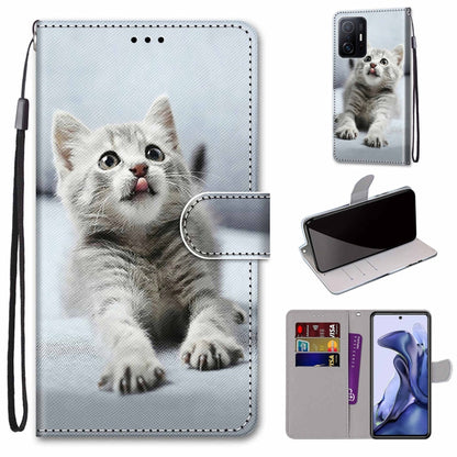 Coloured Drawing Cross Texture Horizontal Flip Leather Phone Case with Holder & Card Slots & Wallet & Lanyard, For Xiaomi 11T / 11T Pro
