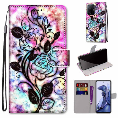 Coloured Drawing Cross Texture Horizontal Flip Leather Phone Case with Holder & Card Slots & Wallet & Lanyard, For Xiaomi 11T / 11T Pro