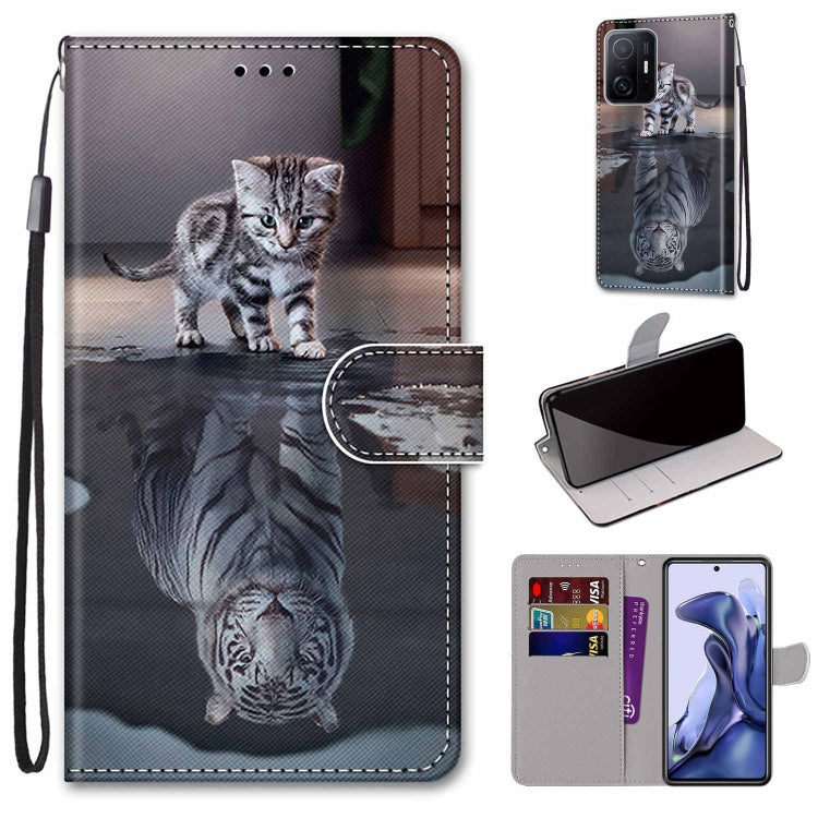 Coloured Drawing Cross Texture Horizontal Flip Leather Phone Case with Holder & Card Slots & Wallet & Lanyard, For Xiaomi 11T / 11T Pro