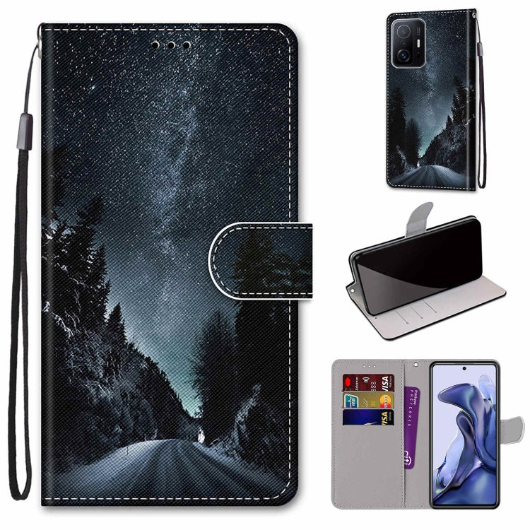 Coloured Drawing Cross Texture Horizontal Flip Leather Phone Case with Holder & Card Slots & Wallet & Lanyard, For Xiaomi 11T / 11T Pro