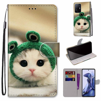 Coloured Drawing Cross Texture Horizontal Flip Leather Phone Case with Holder & Card Slots & Wallet & Lanyard, For Xiaomi 11T / 11T Pro