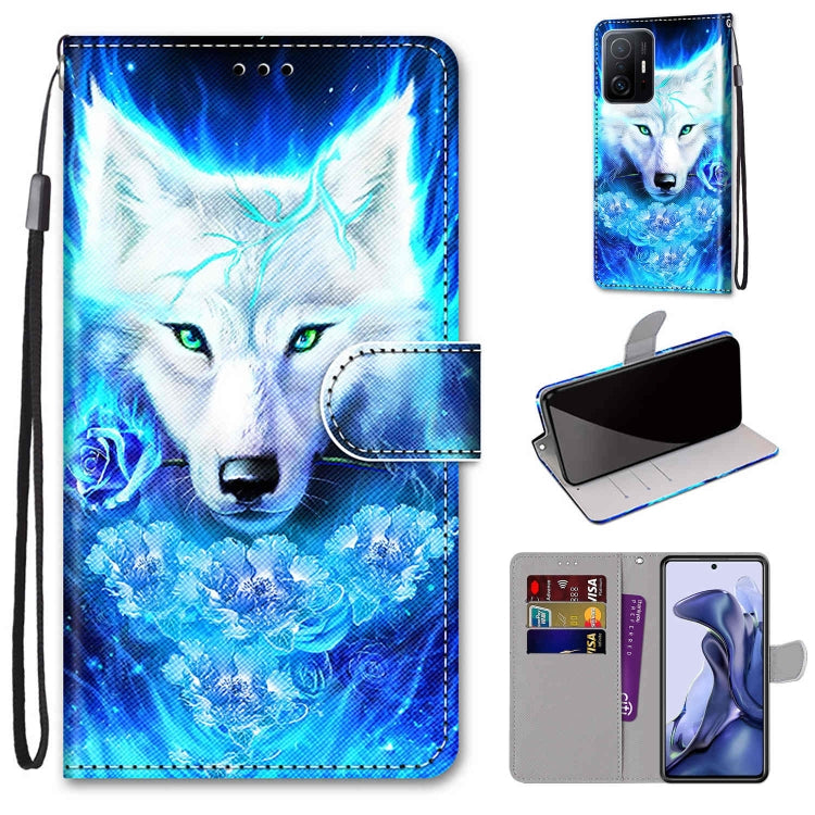Coloured Drawing Cross Texture Horizontal Flip Leather Phone Case with Holder & Card Slots & Wallet & Lanyard, For Xiaomi 11T / 11T Pro