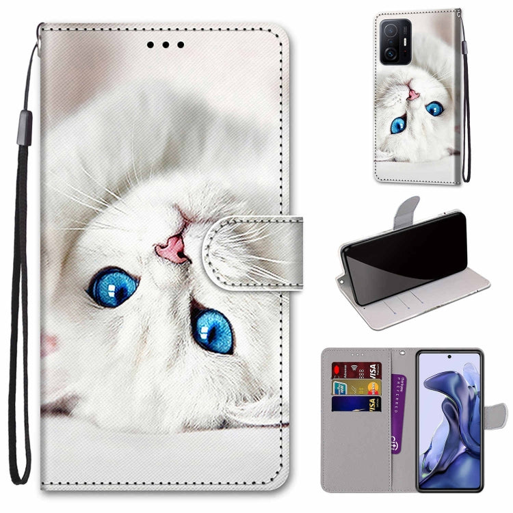 Coloured Drawing Cross Texture Horizontal Flip Leather Phone Case with Holder & Card Slots & Wallet & Lanyard, For Xiaomi 11T / 11T Pro