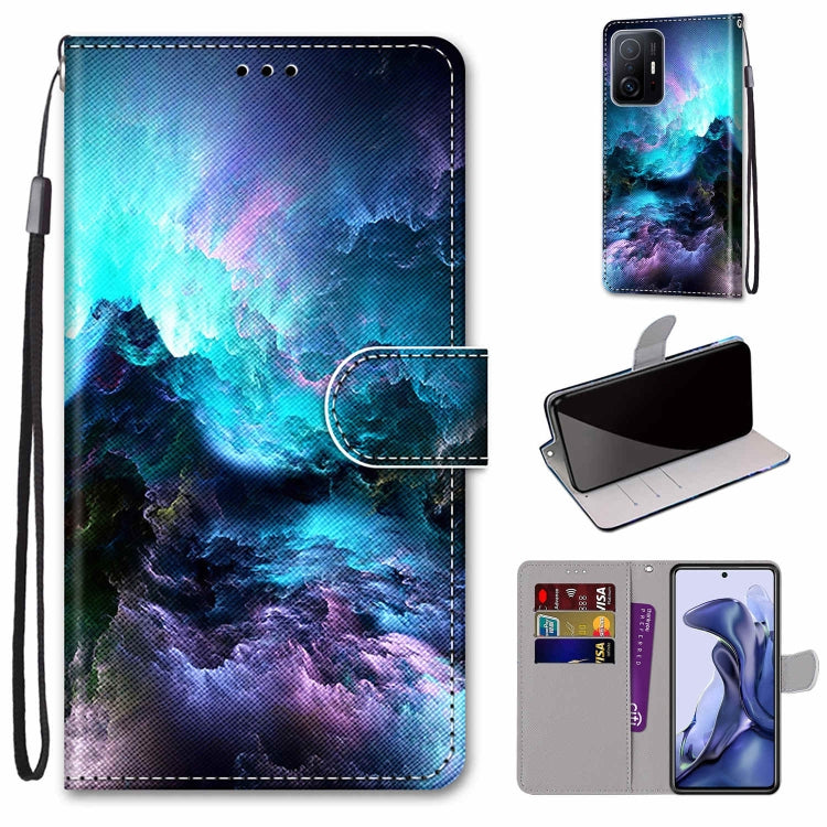 Coloured Drawing Cross Texture Horizontal Flip Leather Phone Case with Holder & Card Slots & Wallet & Lanyard, For Xiaomi 11T / 11T Pro