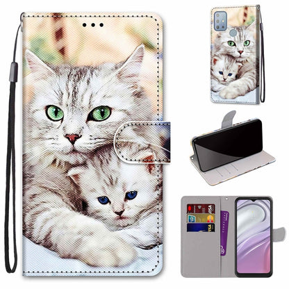 Coloured Drawing Cross Texture Horizontal Flip PU Phone Leather Case with Holder & Card Slots & Wallet & Lanyard(Colorful Layer, For Motorola Moto G10 / G20 / G30
